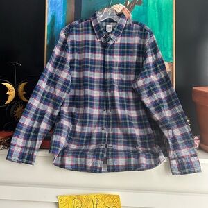 GAP Men’s Medium Blue Red Plaid Button Up Shirt Long Sleeve Casual Cotton Top